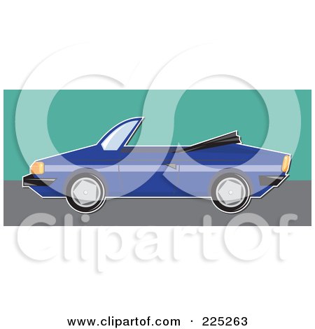 Royalty-Free (RF) Clipart Illustration of a Blue Convertible Car by Prawny