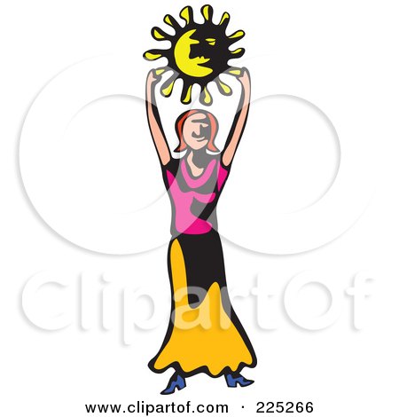 Royalty-Free (RF) Clipart Illustration of a Whimsy Woman Holding a Sun by Prawny
