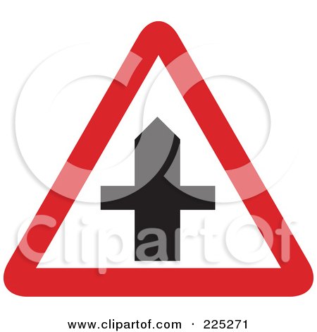 Royalty-Free (RF) Clipart Illustration of a Red And White Traffic Triangle Sign by Prawny