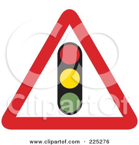 Royalty-Free (RF) Clipart Illustration of a Red And White Traffic Light Triangle Sign by Prawny