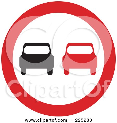 Royalty-Free (RF) Clipart Illustration of a Red And White Round Car Sign by Prawny