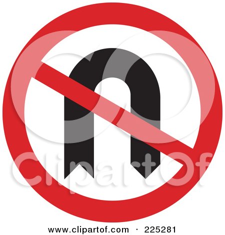 Royalty-Free (RF) Clipart Illustration of a Red And White Round U Turn Prohibited Sign by Prawny