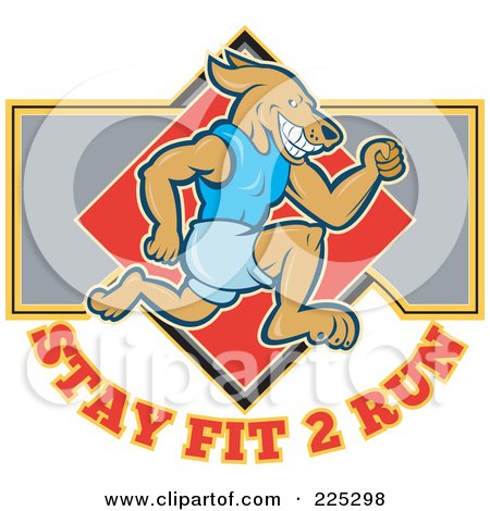 Royalty-Free (RF) Clipart Illustration of Stay Fit 2 Run Text Around A Running Dog by patrimonio