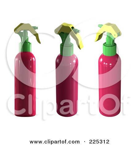 Digital Collage Of Three 3d Pink Spray Bottles In Different Angles - Royalty-Free (RF) Clipart Illustration by patrimonio