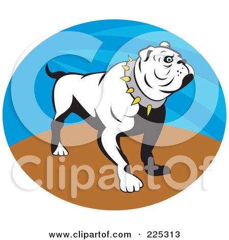 Royalty-Free (RF) Clipart Illustration of a White Bulldog Logo by patrimonio