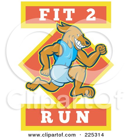 Royalty-Free (RF) Clipart Illustration of Fit 2 Run Text Around A Running Dog by patrimonio