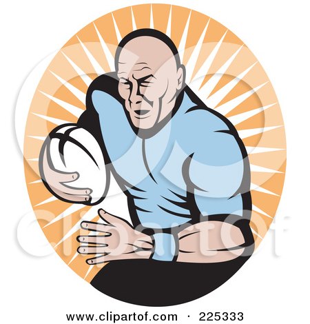 Royalty-Free (RF) Clipart Illustration of a Retro Rugby Football Player Logo - 4 by patrimonio