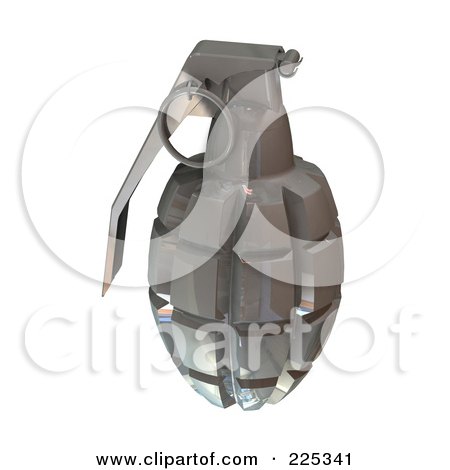 Royalty-Free (RF) Clipart Illustration of a 3d Silver Grenade by patrimonio