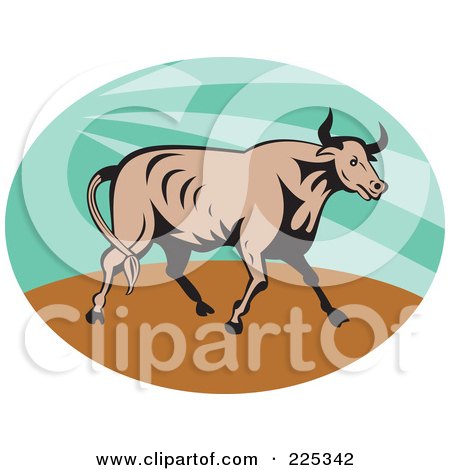 Royalty-Free (RF) Clipart Illustration of a Tan Bull And Green Logo by patrimonio