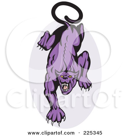 Royalty-Free (RF) Clipart Illustration of a Prowling Panther And Oval Logo by patrimonio