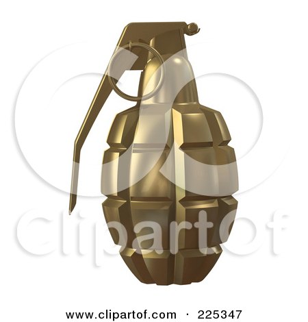 Royalty-Free (RF) Clipart Illustration of a 3d Golden Grenade by patrimonio