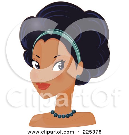 Royalty-Free (RF) Clipart Illustration of a Pretty Hispanic Woman With A Headband And An Afro Hair Style by Melisende Vector