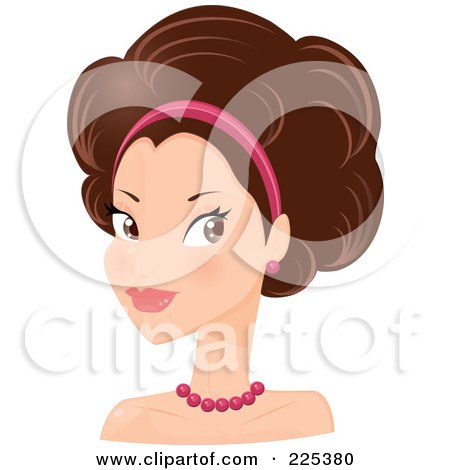 Royalty-Free (RF) Clipart Illustration of a Pretty Brunette Woman With A Headband And An Afro Hair Style by Melisende Vector