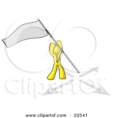 Clipart Illustration of a Yellow Man Claiming Territory or Capturing the Flag by Leo Blanchette