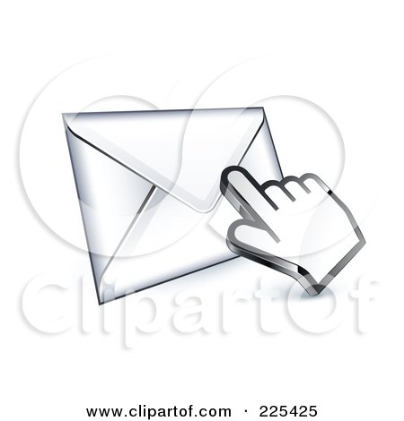 Royalty-Free (RF) Clipart Illustration of a 3d Hand Cursor Clicking On An Envelope by beboy