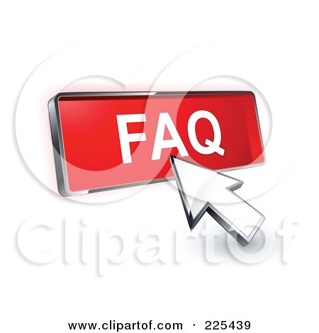 Royalty-Free (RF) Clipart Illustration of a 3d Arrow Cursor Clicking On A Red FAQ Button by beboy