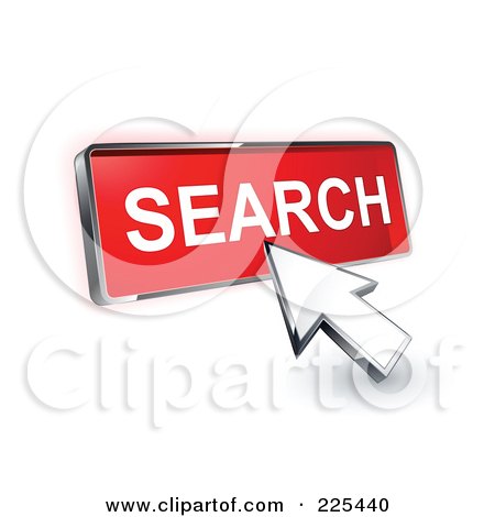 Royalty-Free (RF) Clipart Illustration of a 3d Arrow Cursor Clicking On A Red Search Button by beboy
