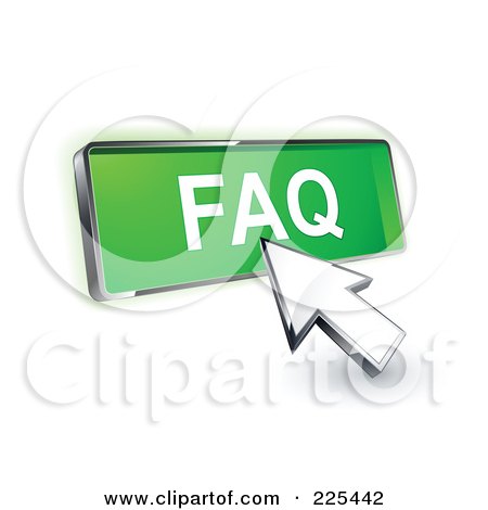 Royalty-Free (RF) Clipart Illustration of a 3d Arrow Cursor Clicking On A Green FAQ Button by beboy