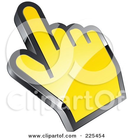 Royalty-Free (RF) Clipart Illustration of a 3d Shiny Yellow Computer Cursor Hand by beboy