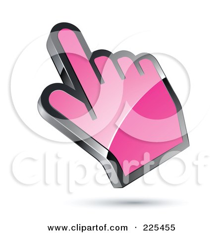 Royalty-Free (RF) Clipart Illustration of a 3d Shiny Pink Computer Cursor Hand by beboy