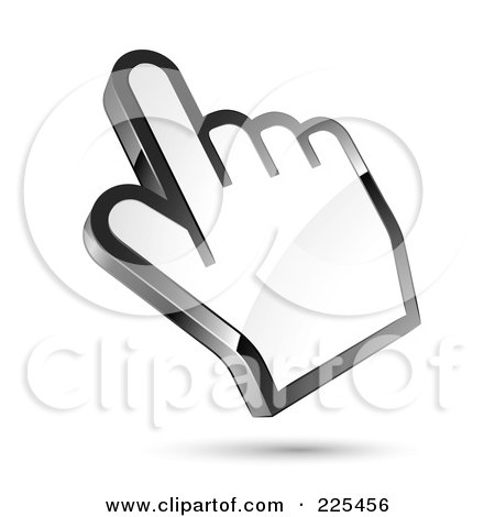 Royalty-Free (RF) Clipart Illustration of a 3d Shiny White Computer Cursor Hand by beboy