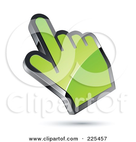 Royalty-Free (RF) Clipart Illustration of a 3d Shiny Green Computer Cursor Hand by beboy