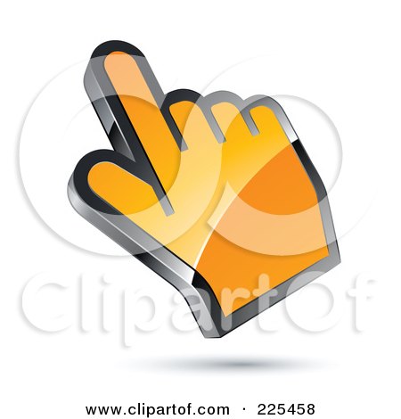 Royalty-Free (RF) Clipart Illustration of a 3d Shiny Orange Computer Cursor Hand by beboy