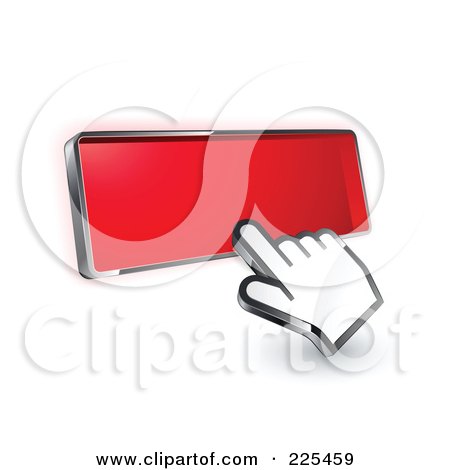 Royalty-Free (RF) Clipart Illustration of a 3d Hand Cursor Clicking On A Blank Red Button by beboy