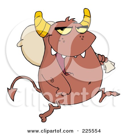 Royalty-Free (RF) Clipart Illustration of a Brown Monster Carrying A Sack Over His Shoulder by Hit Toon