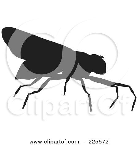 Royalty-Free (RF) Clipart Illustration of a Silhouetted Black Wasp - 2 by KJ Pargeter