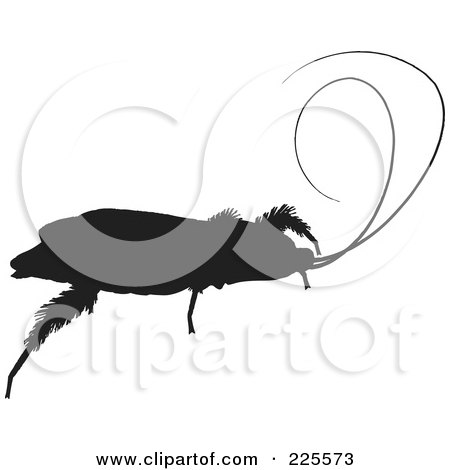 Royalty-Free (RF) Clipart Illustration of a Silhouetted Black Cockroach - 1 by KJ Pargeter