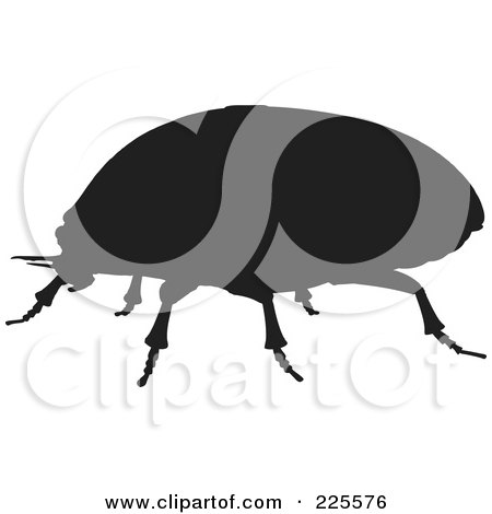 Royalty-Free (RF) Clipart Illustration of a Silhouetted Black Scarab Beetle by KJ Pargeter