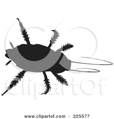 Royalty-Free (RF) Clipart Illustration of a Silhouetted Black Cockroach - 2 by KJ Pargeter