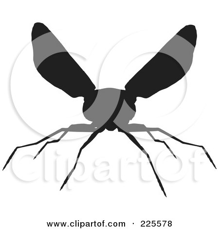 Royalty-Free (RF) Clipart Illustration of a Silhouetted Black Wasp - 1 by KJ Pargeter
