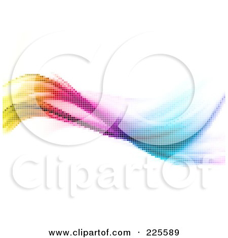 Royalty-Free (RF) Clipart Illustration of a Colorful Mosaic Rainbow Wave On White by KJ Pargeter