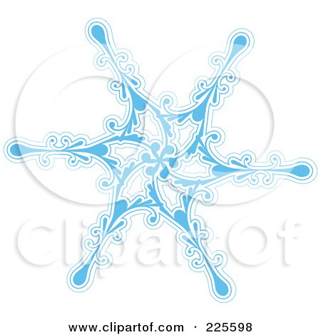 Royalty-Free (RF) Clipart Illustration of an Ornate Icy Blue And White Snowflake Design - 4 by KJ Pargeter