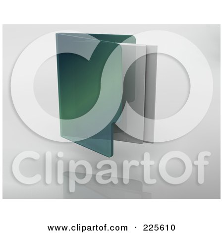 Royalty-Free (RF) Clipart Illustration of a 3d Green Folder With Documents by KJ Pargeter