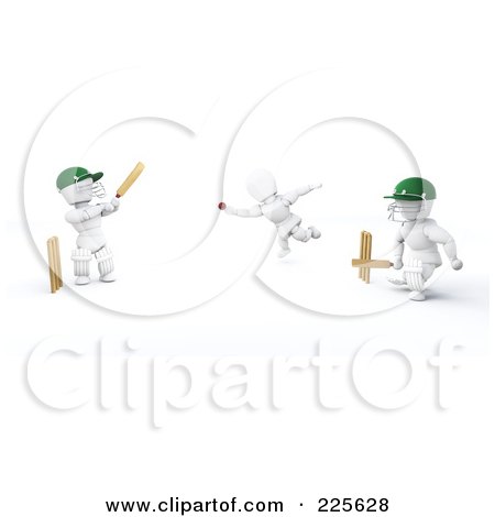 Royalty-Free (RF) Clipart Illustration of a 3d Team Playing Cricket by KJ Pargeter