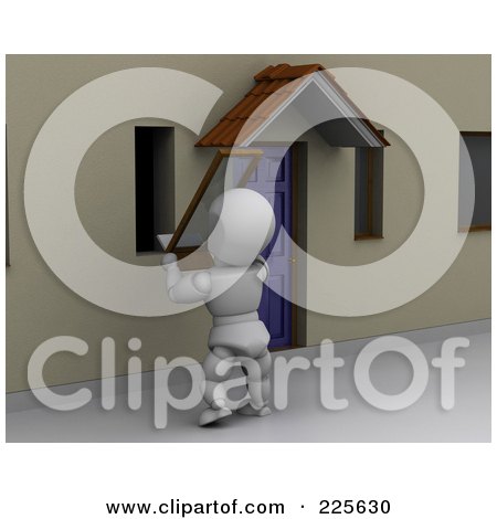 Royalty-Free (RF) Clipart Illustration of a 3d White Character Installing A Window In A Home by KJ Pargeter