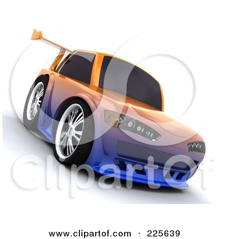 Royalty-Free (RF) Clipart Illustration of a 3d Drifter Car With An Orange And Blue Chameleon Paint Job by KJ Pargeter