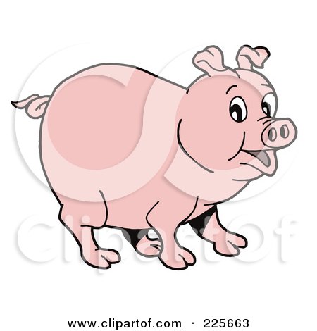 Royalty-Free (RF) Clipart Illustration of a Cute Surprised Pink Pig by LaffToon