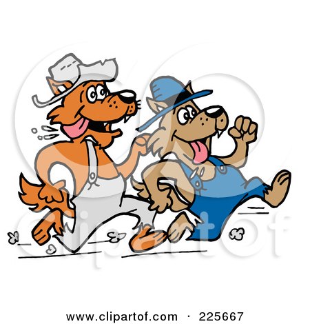 Royalty-Free (RF) Clipart Illustration of Two Racing Wolves by LaffToon