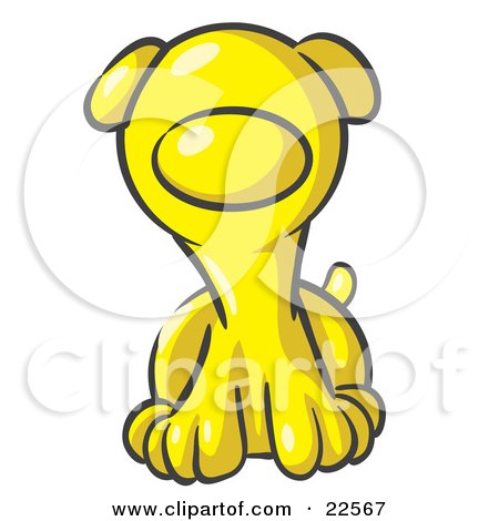 Clipart Illustration of a Cute Yellow Puppy Dog Looking Curiously at the Viewer by Leo Blanchette