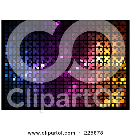 Royalty-Free (RF) Clipart Illustration of a Colorful Mosaic Background With Black Patterns by dero