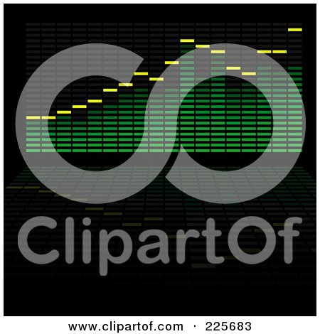 Royalty-Free (RF) Clipart Illustration of a Green Analyzer Equalizer On Black, With Copyspace by dero