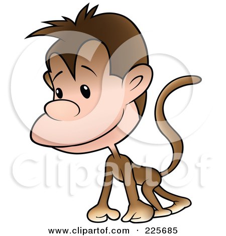 Royalty-Free (RF) Clipart Illustration of a Cute Little Monkey Walking on All Fours by dero