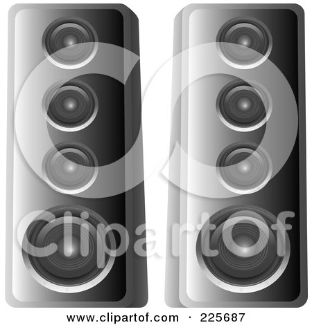 Royalty-Free (RF) Clipart Illustration of Two Tall Speaker Towers by dero