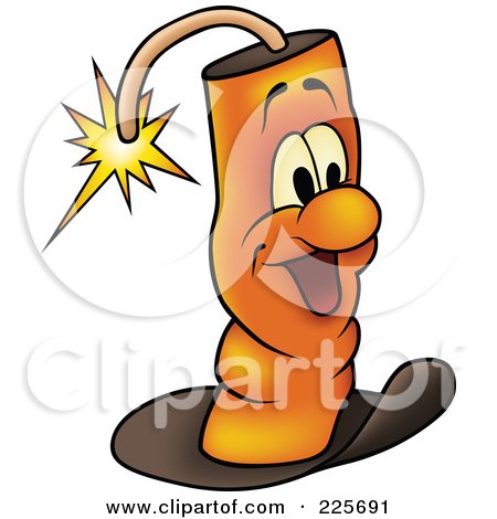 Royalty-Free (RF) Clipart Illustration of a Happy Orange Pyrotech Fountain Smiling by dero