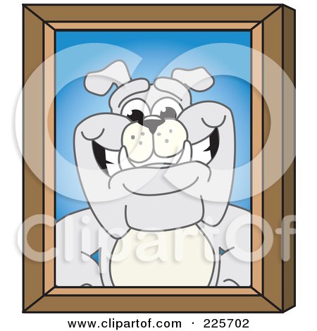 Royalty-Free (RF) Clipart Illustration of a Gray Bulldog Mascot Portrait by Mascot Junction