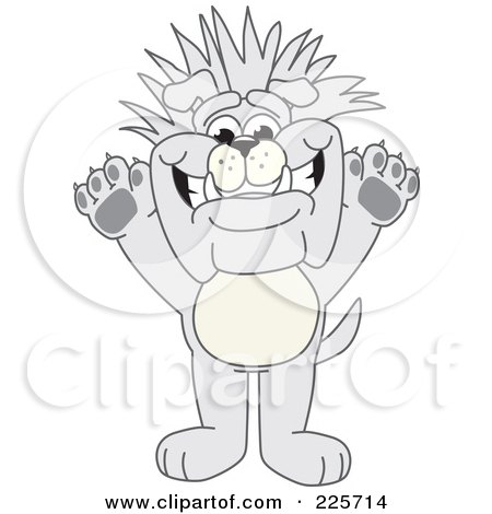 Royalty-Free (RF) Clipart Illustration of a Gray Bulldog Mascot With Spiked Hair by Mascot Junction